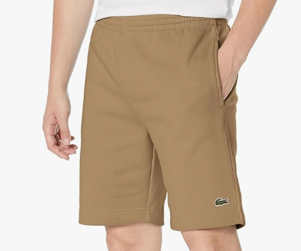 Lacoste Men's Solid Regular Fit Brushed Fleece Shorts Gold S